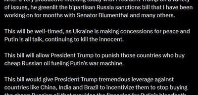 Senator Lindsey Graham announces bipartisan Russia sanctions bill