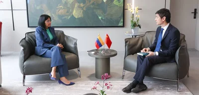 Venezuela's Interim-President Delcy Rodríguez meets with China’s Ambassador Lan Hu
