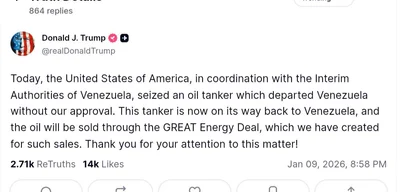 US seizes oil tanker departing Venezuela without approval