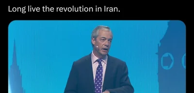 Reform UK leader Nigel Farage supports revolution in Iran