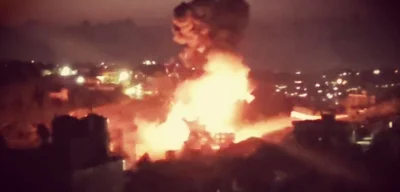 Heavy Israeli airstrikes in Kfar Hatta, southern Lebanon