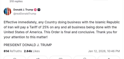 Trump imposes 25% tariff on countries doing business with Iran