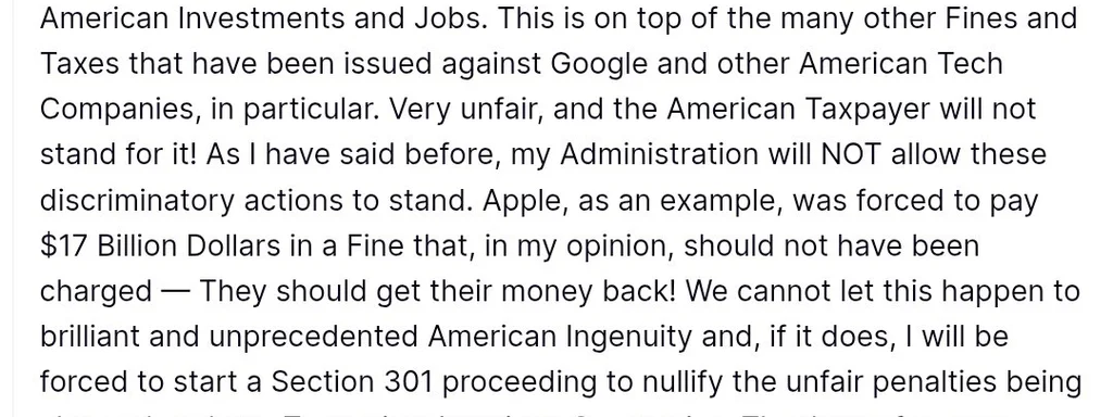 Featured image for: Trump Denounces EU's $3.5B Google Fine as Unfair Trade Attack Trump Denounces EU's $3.5B Google Fine as Unfair Trade Attack