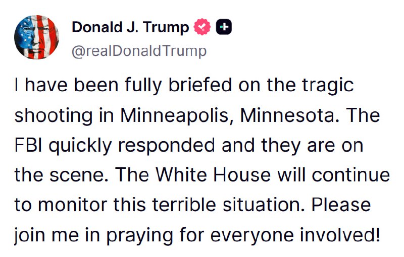 Trump Prays for Victims of Minneapolis Catholic School Shooting