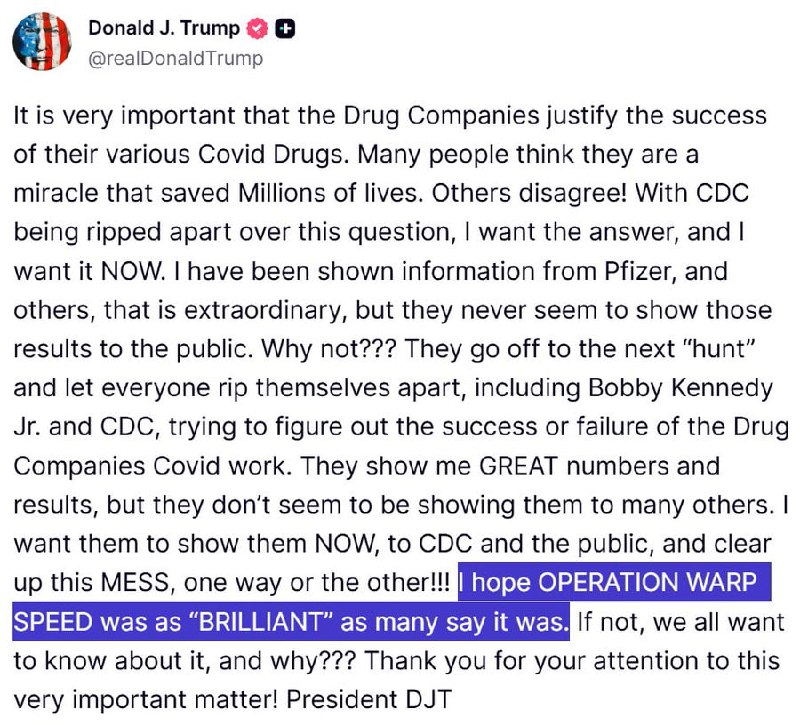 Trump Questions Pfizer on mRNA Shots: Were They Truly 'Brilliant'?