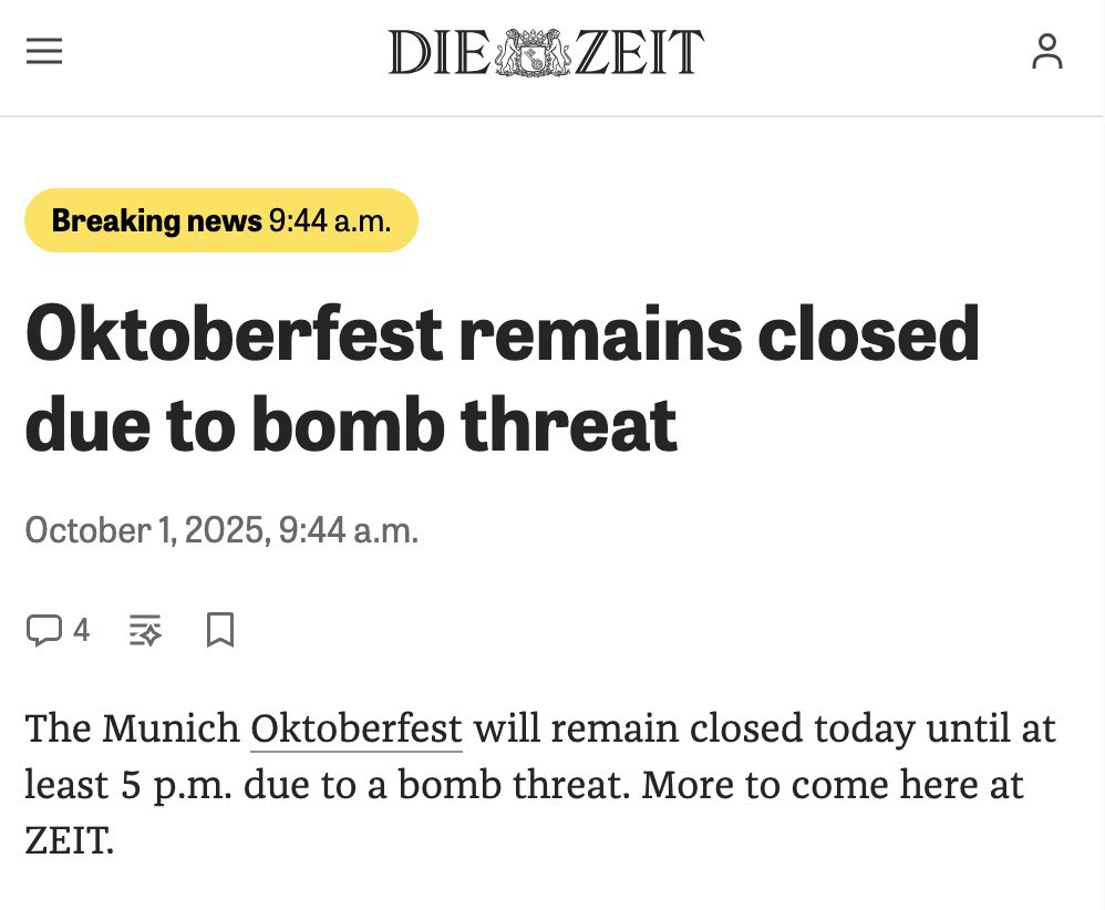 Oktoberfest in Munich closed due to verified bomb threat