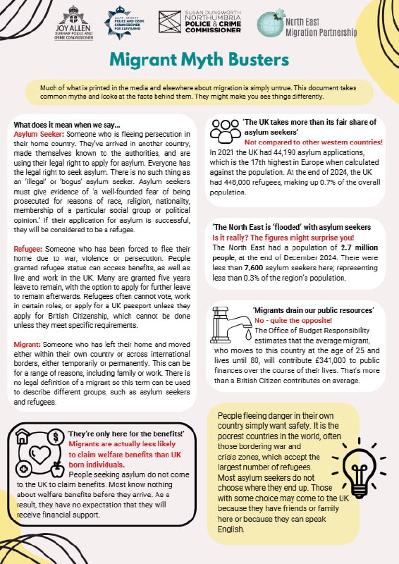 UK Police and Crime Commissioners launch 'Migrant Myth Busters' leaflet
