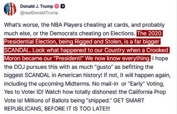 Trump claims 'we now know everything' about rigged 2020 election