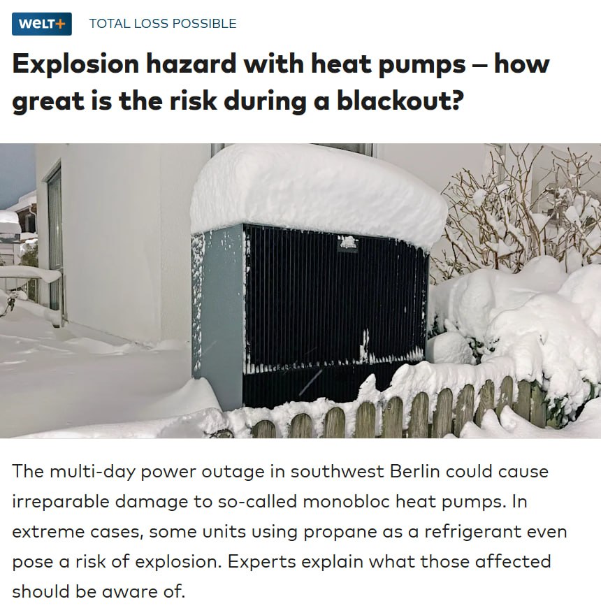 Heat pumps at risk of explosion due to power outage in southwest Berlin