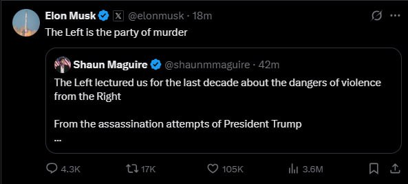 Elon Musk Sparks Controversy, Calls Left a "Party of Murder