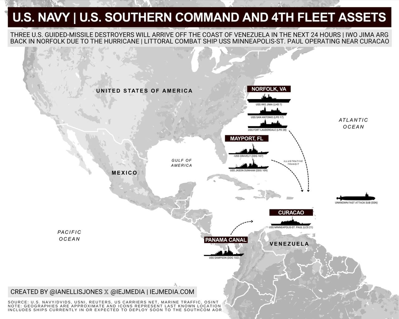Breaking: Three U.S. Destroyers Deploy Near Venezuela Amid Tensions