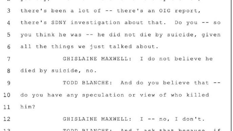 Exclusive: Ghislaine Maxwell Reveals Doubts on Epstein's Suicide