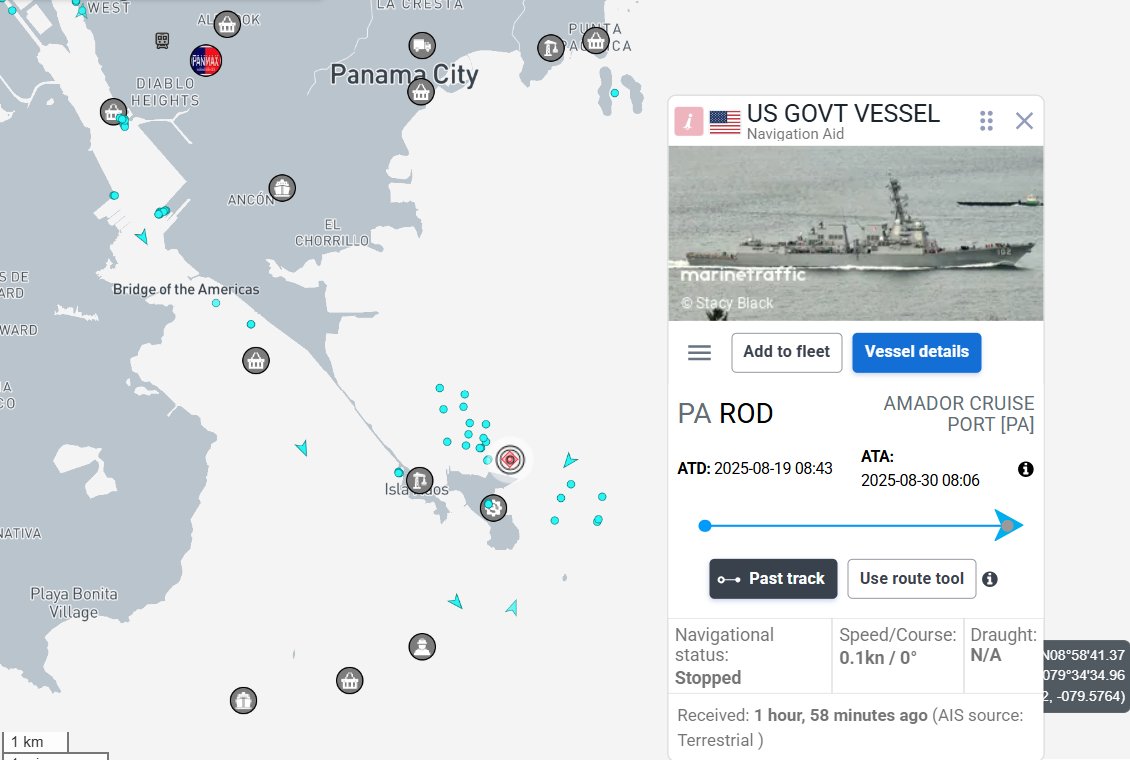 USS Sampson Activates AIS in Panama Ahead of Venezuela Deployment