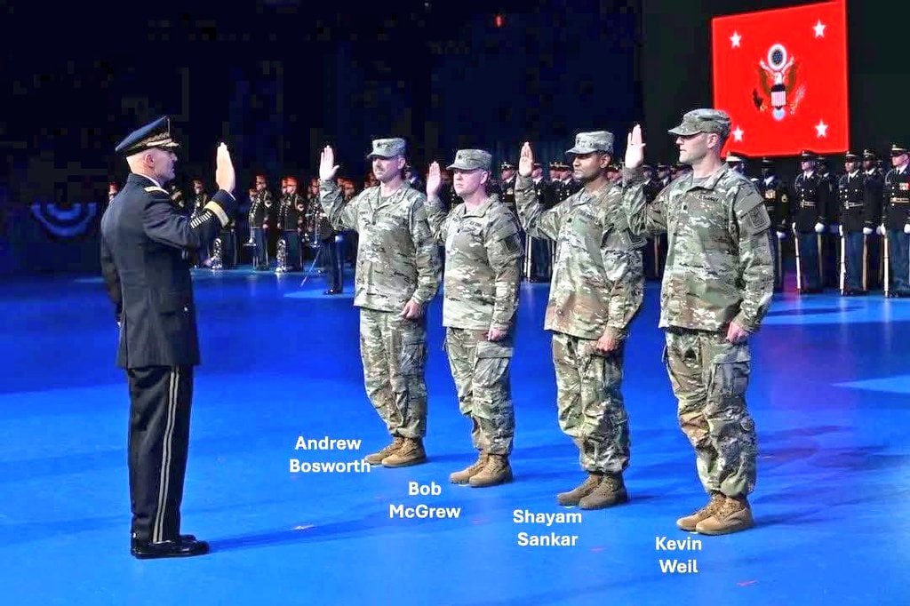 US Army Swears in Four Tech Executives as Lieutenant Colonels