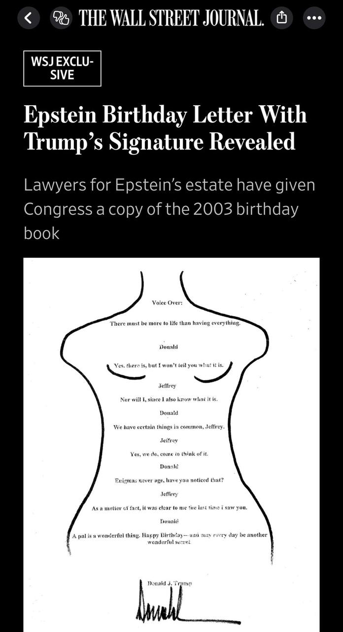 Trump's Birthday Letter to Epstein Surfaces, Contradicts Denial