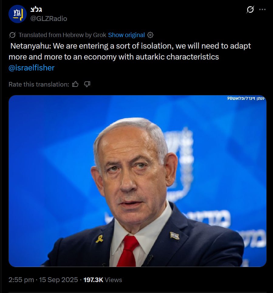 Netanyahu admits Israel is becoming isolated from global economy