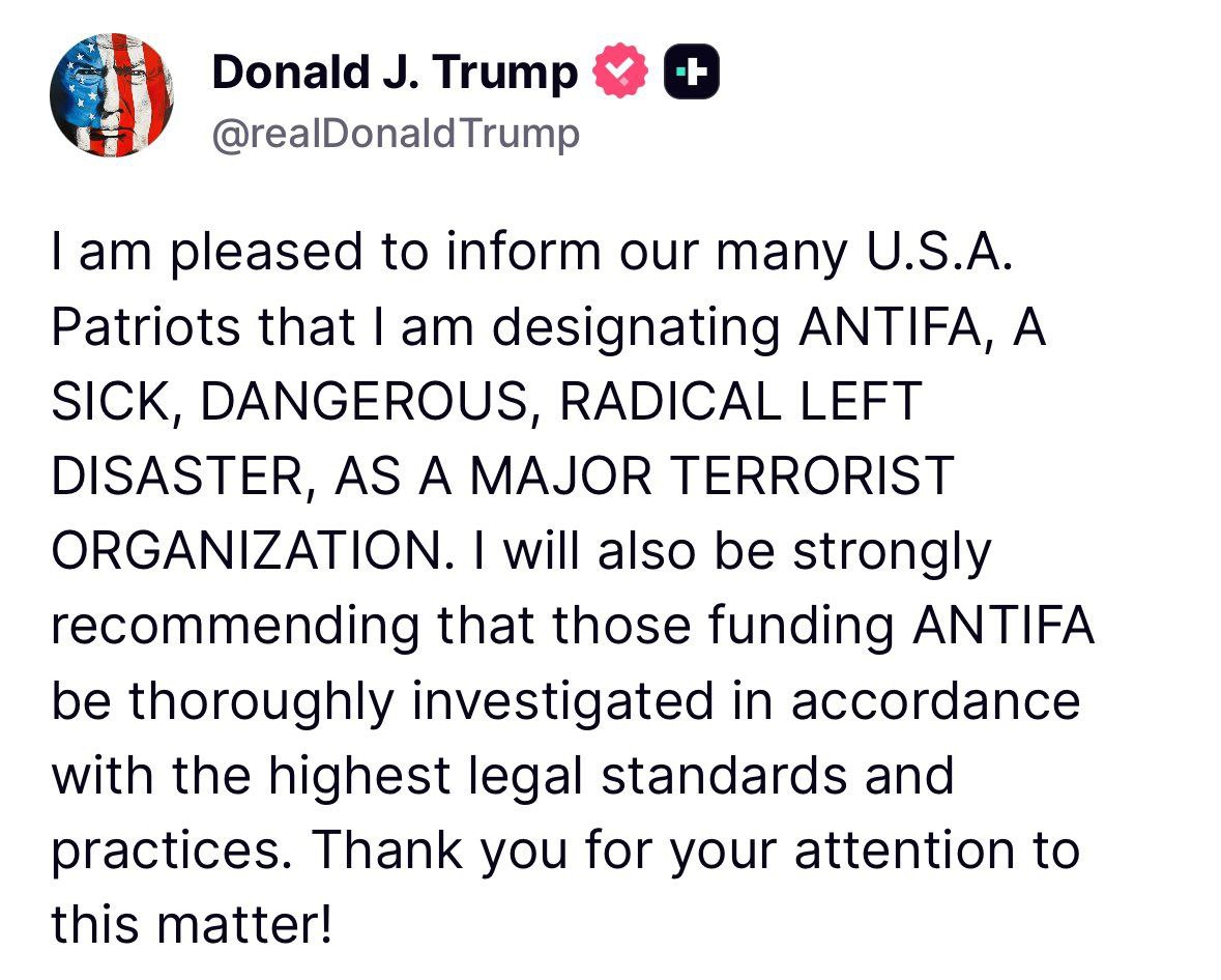 President Trump designates ANTIFA as a terrorist group