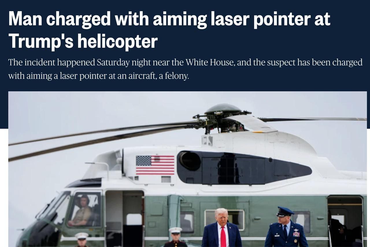 Man with laser pointer attempts to blind Trump helicopter pilot