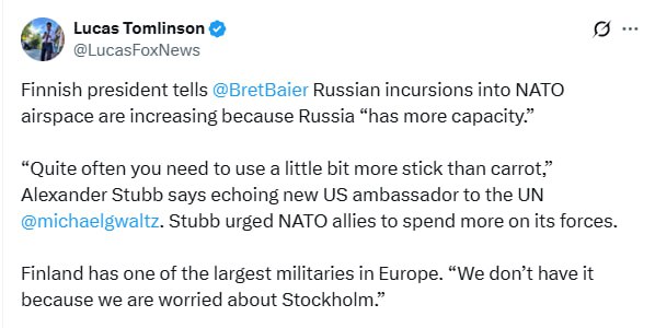 Finnish President Stubb: Russian incursions into NATO airspace increasing