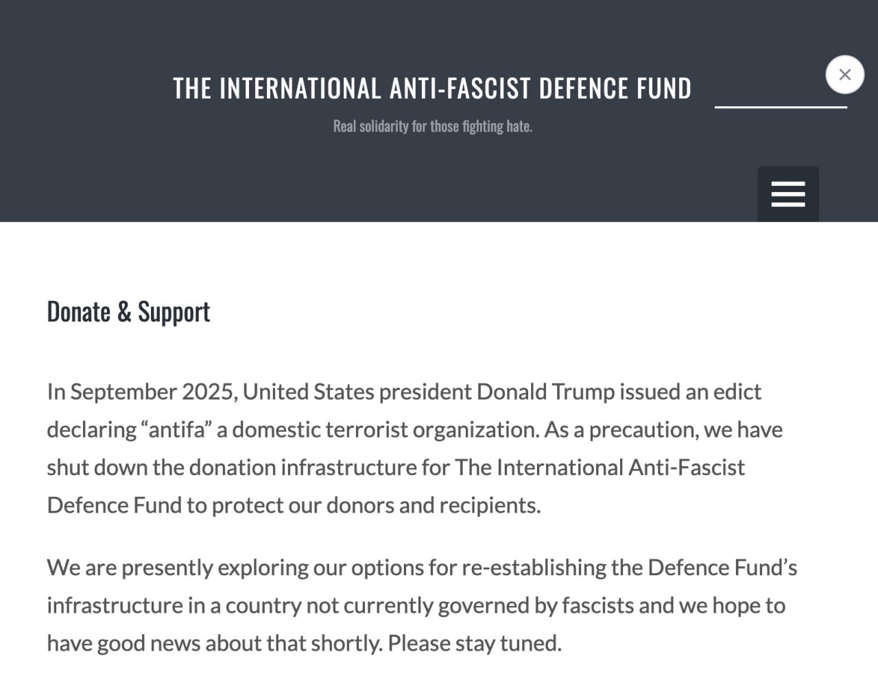 International Antifa Defence Fund shuts down donation infrastructure