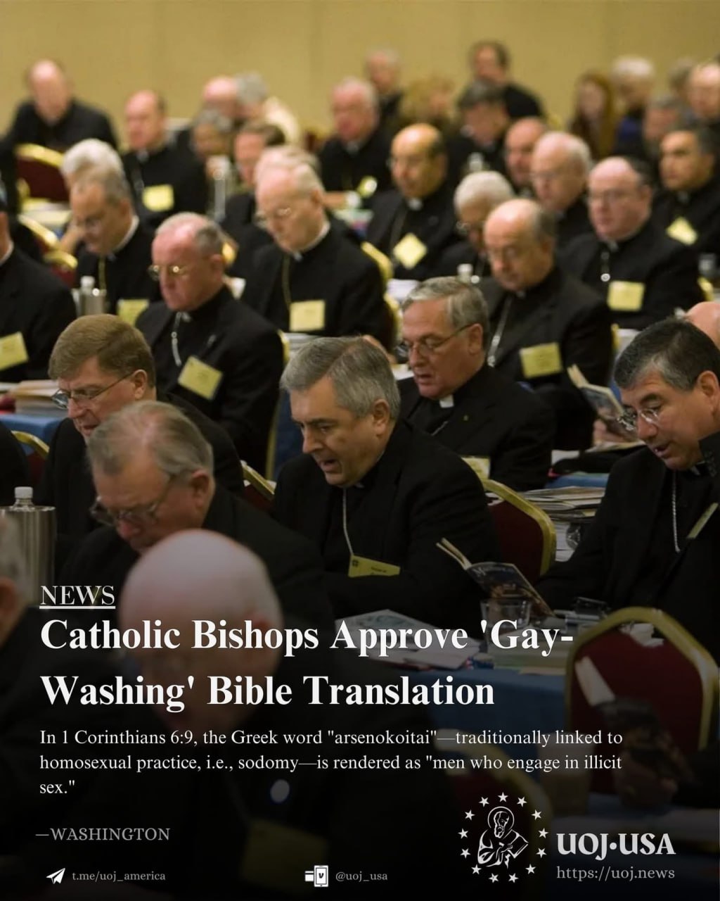Catholic Bishops Approve Bible Translation Changing 'arsenokoitai' Meaning