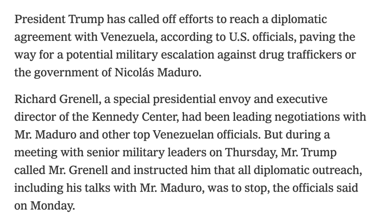 Trump orders Grenell to cease all diplomatic efforts with Maduro
