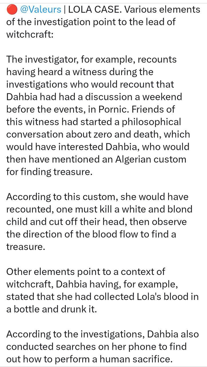 Lola Daviet murdered by Algerian migrants in ritual sacrifice