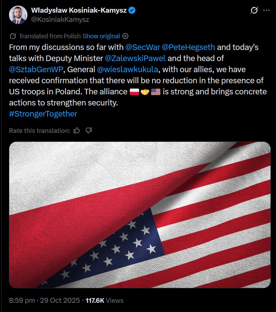 U.S. will maintain military presence in Poland, assures defense minister