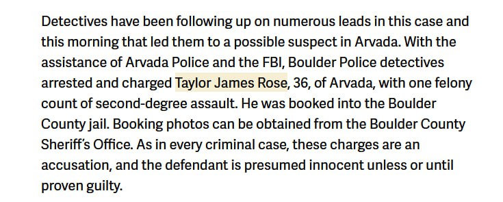 Boulder Police identify Taylor James Rose as suspect in assault case