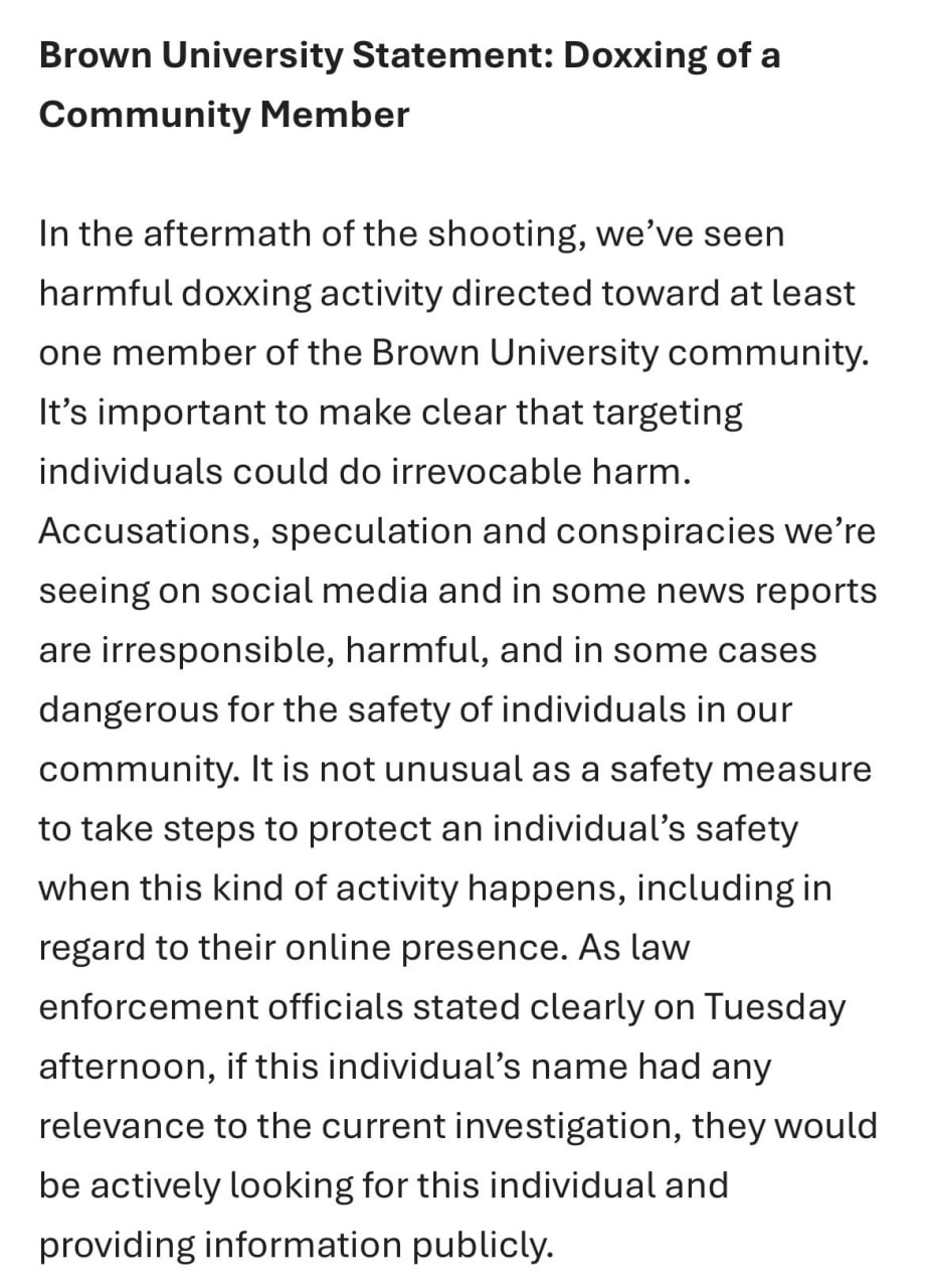 Brown University addresses rumors about student shooter involvement