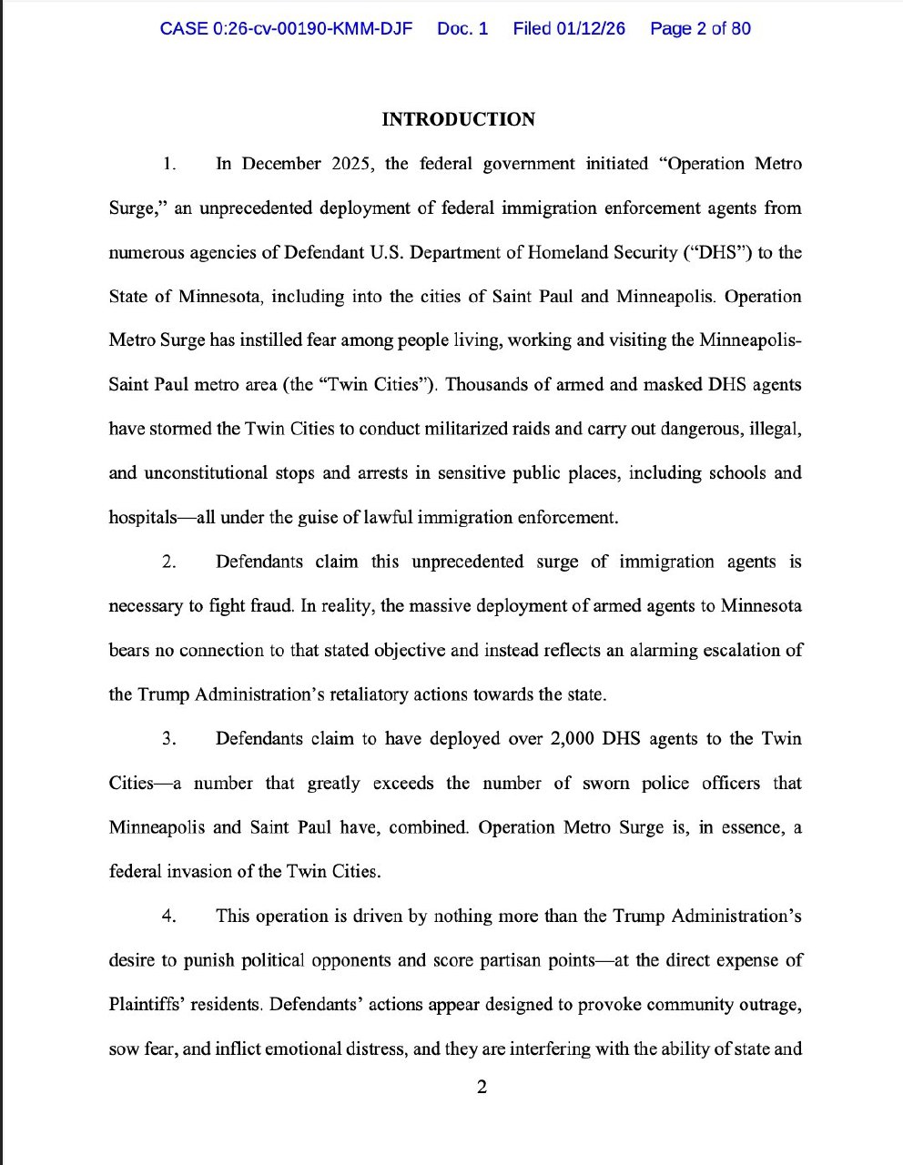 Minnesota sues Trump administration over immigration operations
