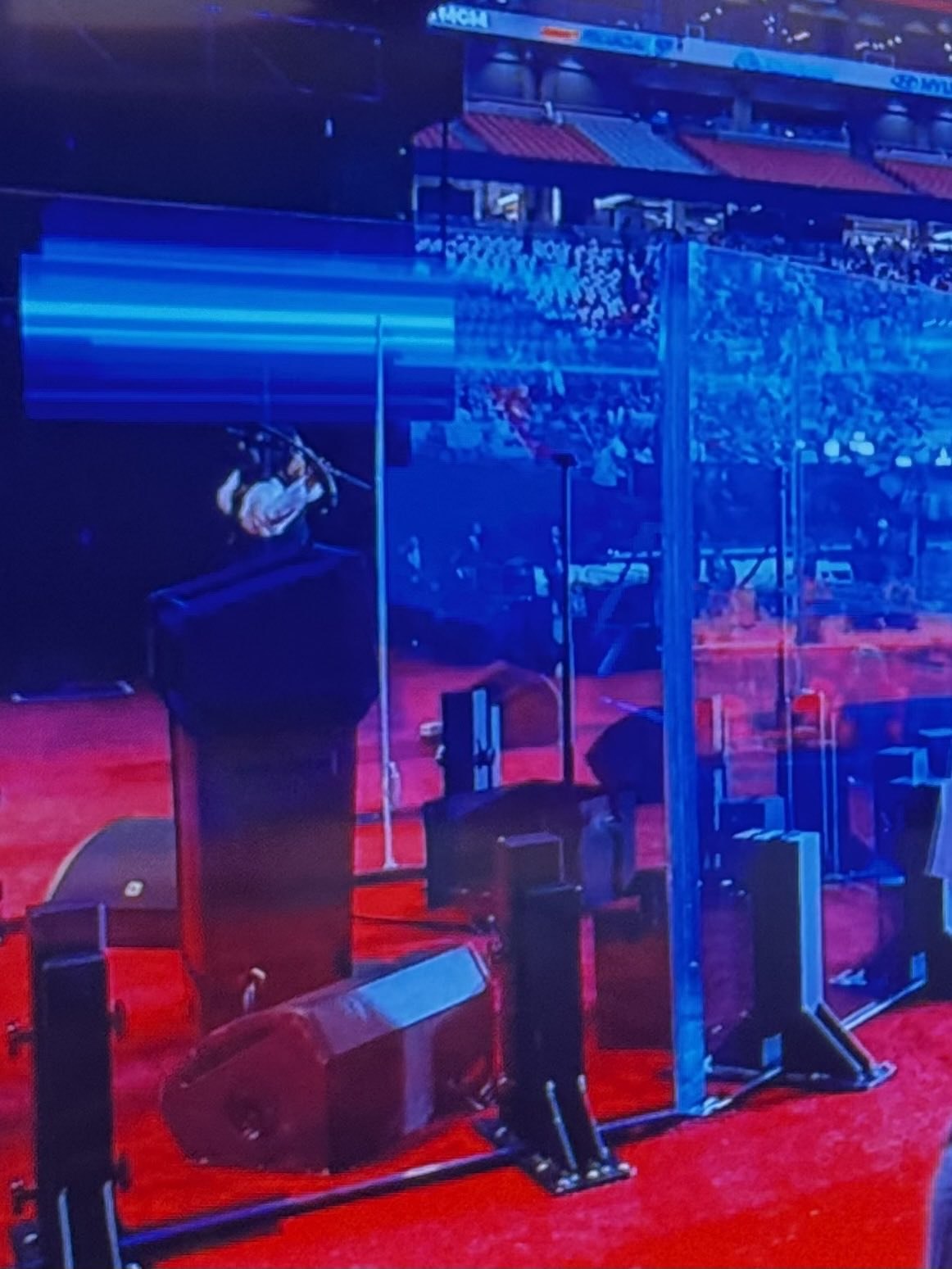 Podium at Charlie Kirk’s funeral enclosed in bulletproof glass