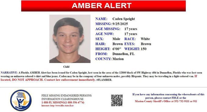 Seventeen-year-old Caden Speight shot and abducted in Florida