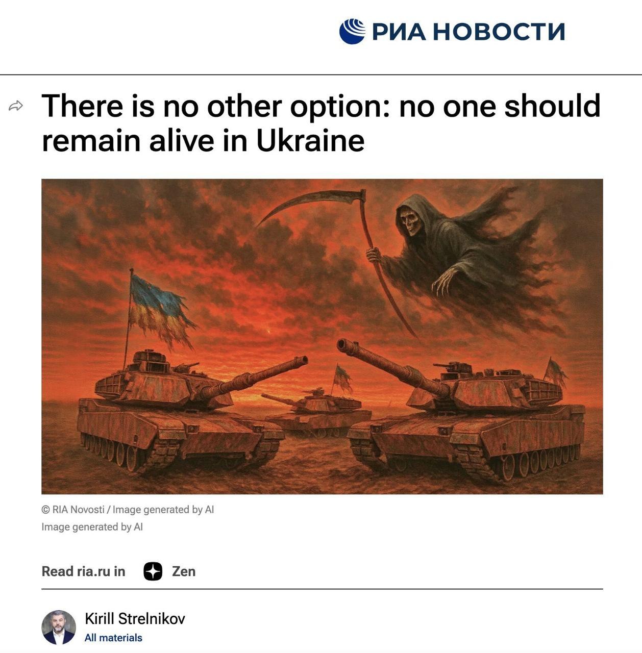 Russian State Media Declares 'No One Should Survive in Ukraine' in Shocking Article