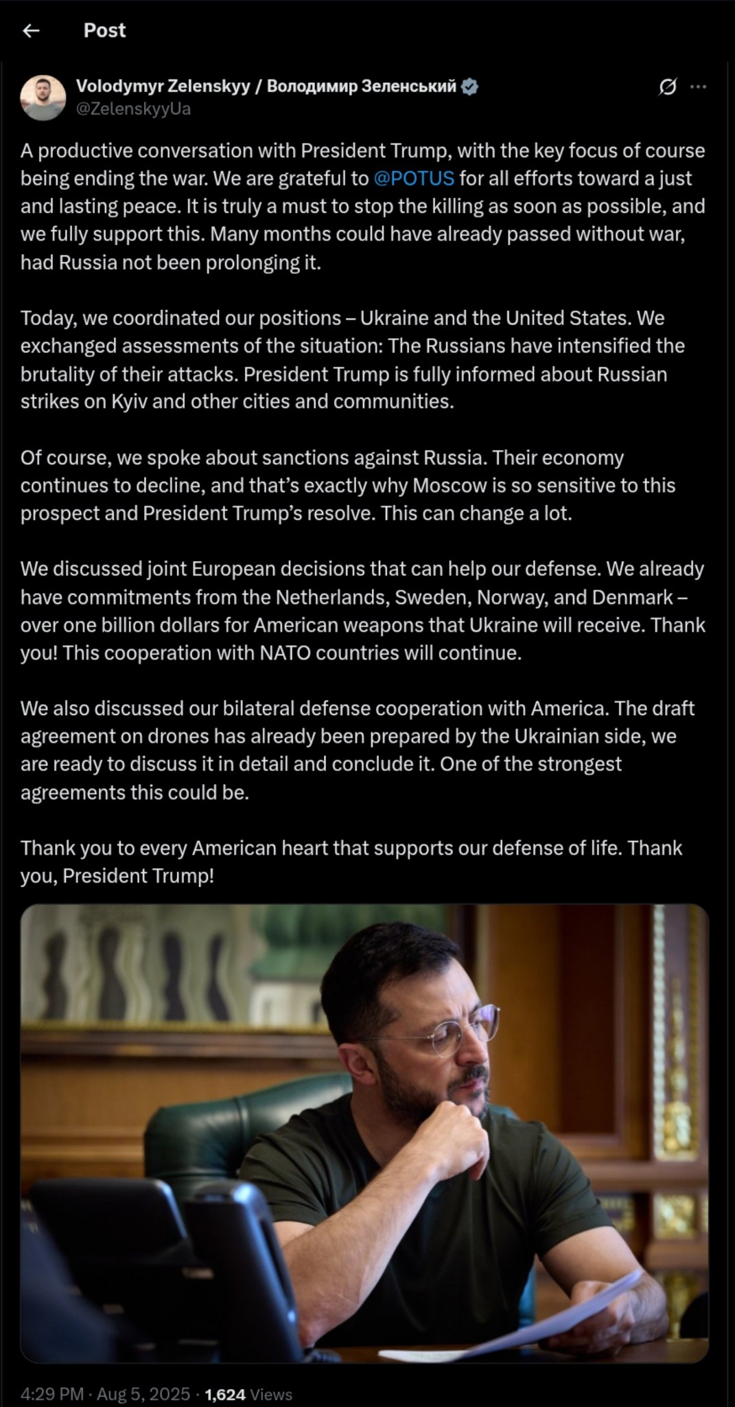 Zelensky and Trump Unite for Urgent Action Against Russia, Seek Just Peace