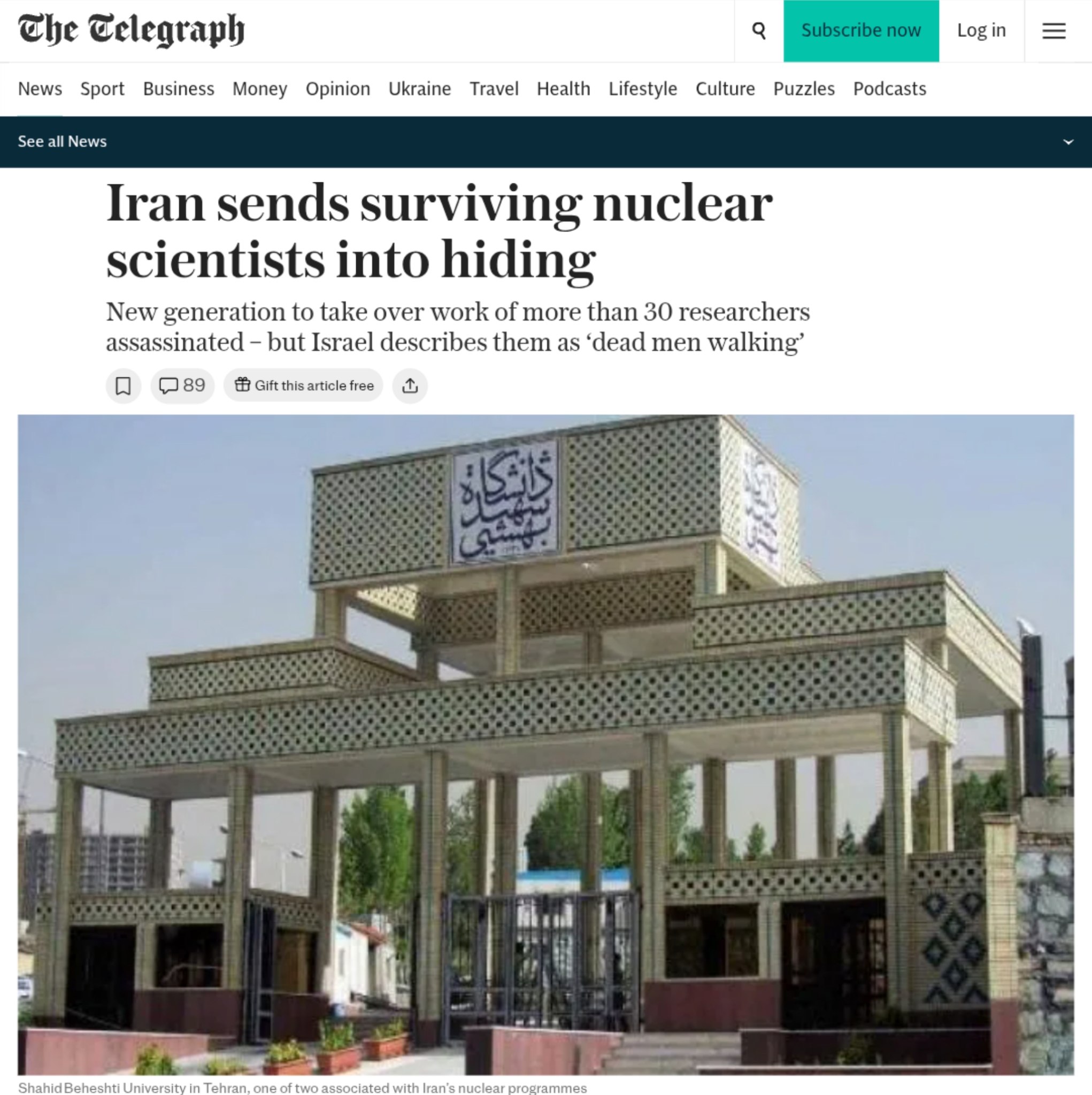 Iran Hides Remaining Nuclear Scientists in Safe Houses After Israeli Assassinations