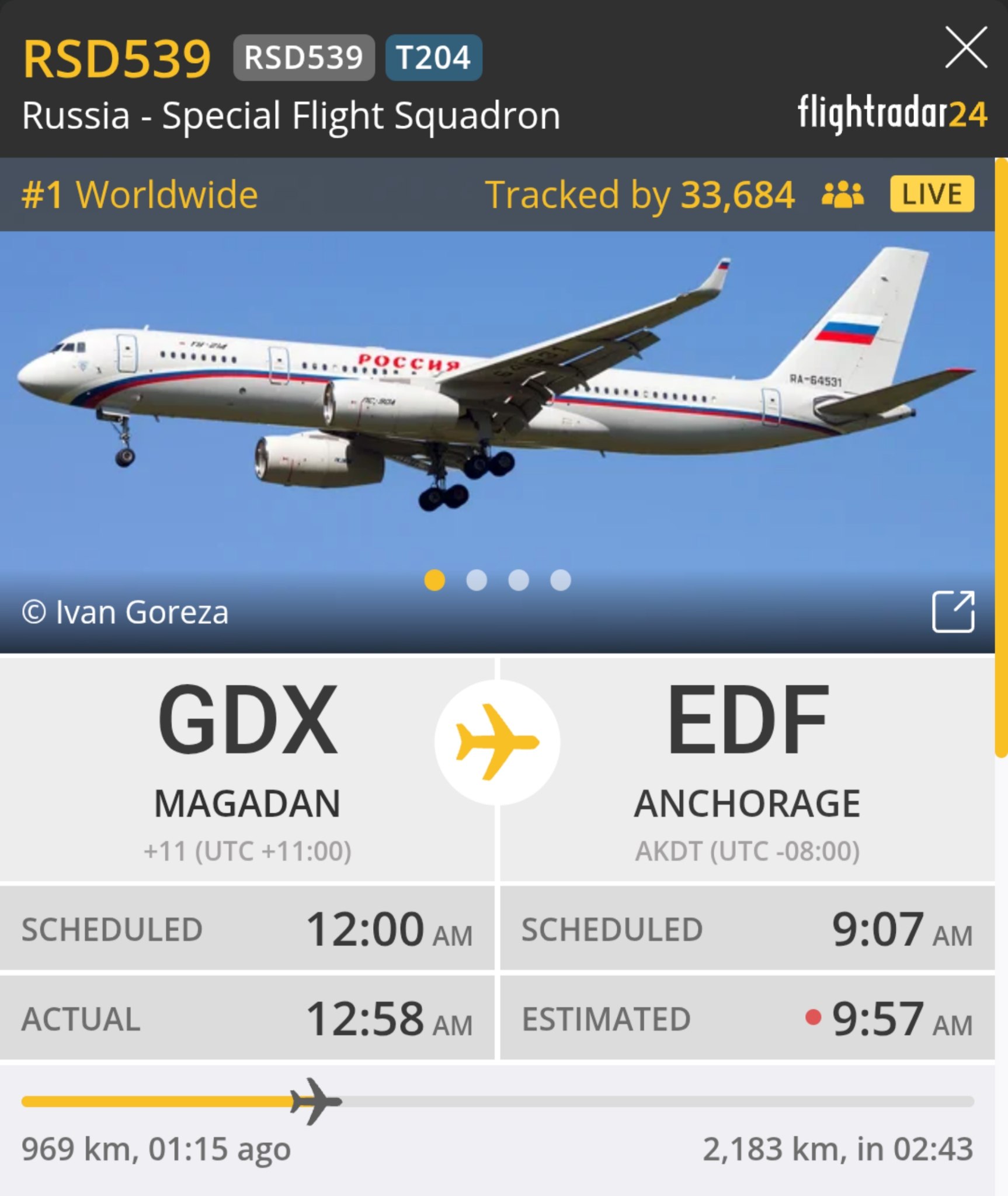 Russian Special Flight Squadron Delayed on Route to Anchorage, Raises Security Concerns