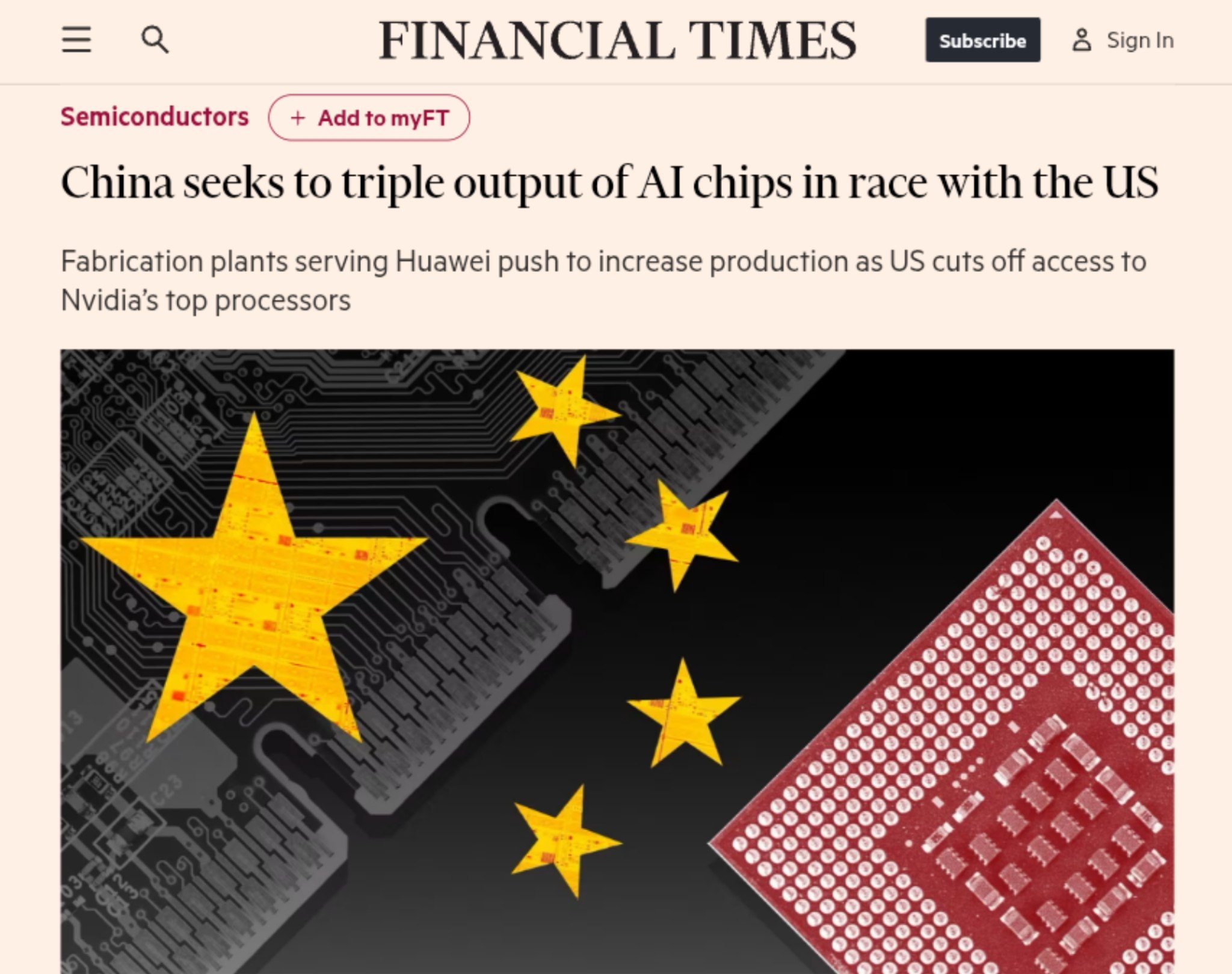 China Aims to Triple AI Chip Output in 2026 to Outpace US