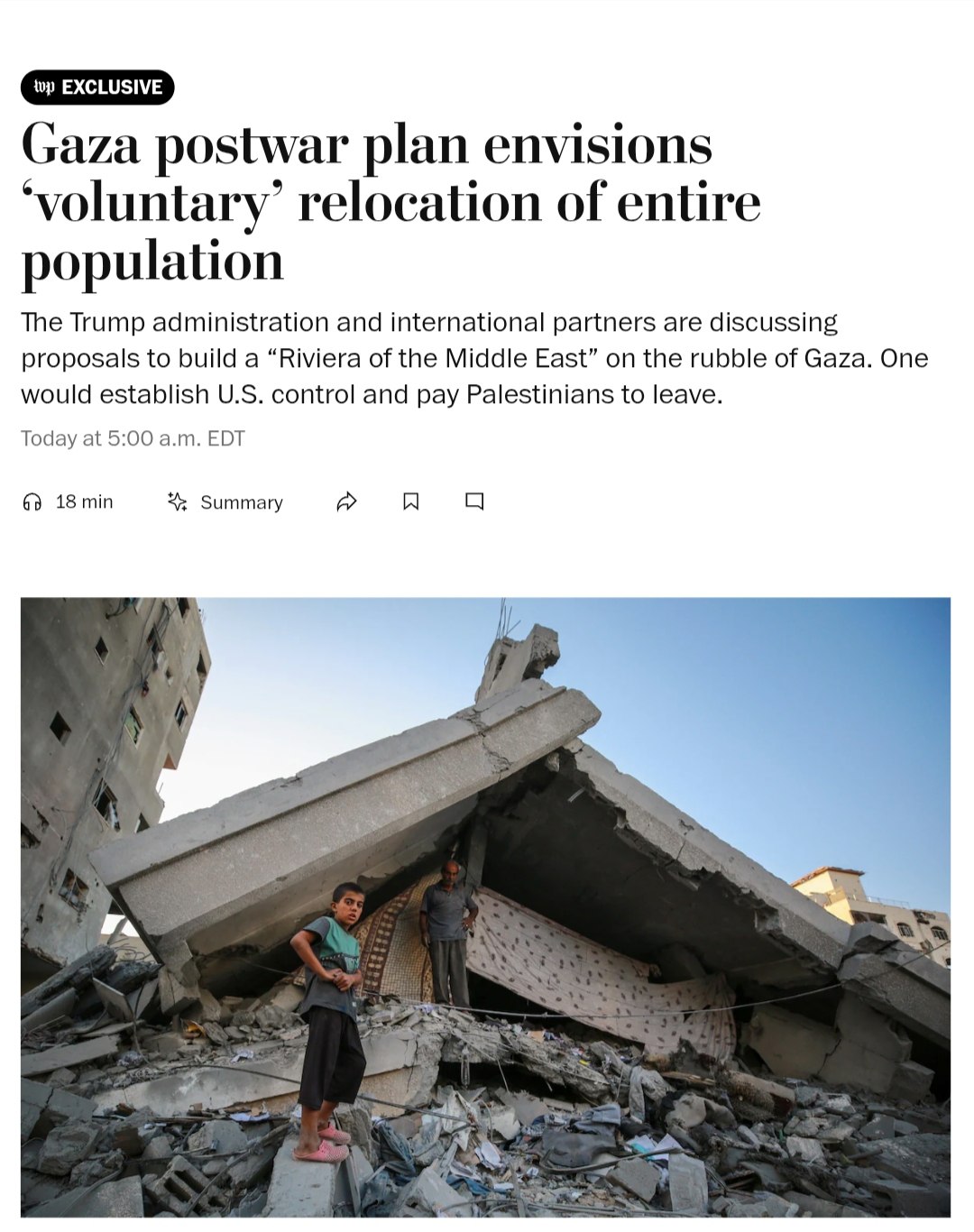 U.S. Proposes ‘Riviera of the Middle East,’ Calls for Gaza Relocation
