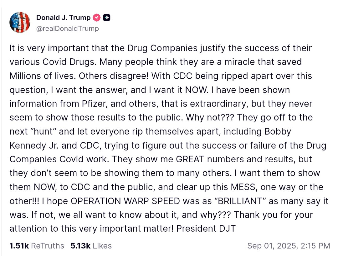 Trump Demands Vaccine Transparency from Pharma Giants Amid CDC Criticism