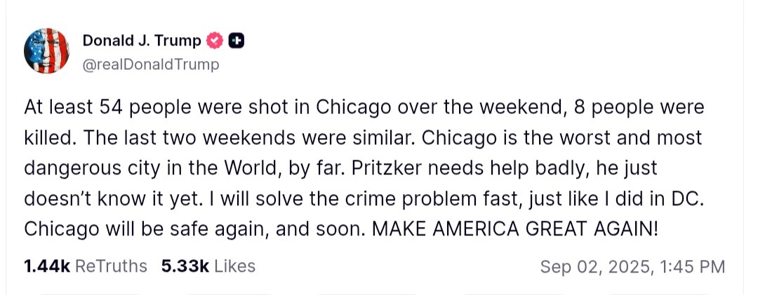 Trump Declares Chicago 'World's Most Dangerous City,' Promises Swift Crime Solutions