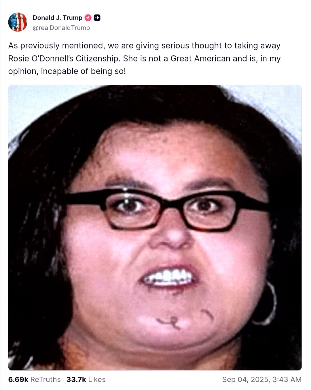 Trump Threatens to Revoke Rosie O'Donnell's Citizenship in Controversial Remarks