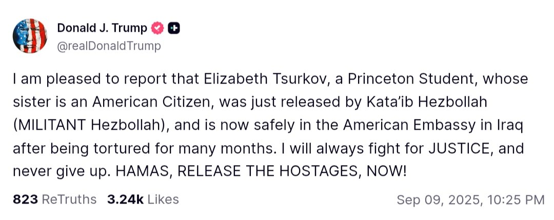 Trump Announces Release of Princeton Student Held by Hezbollah