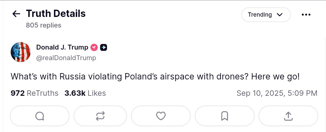 Trump Condemns Russia for Drone Incursions Over Poland Airspace