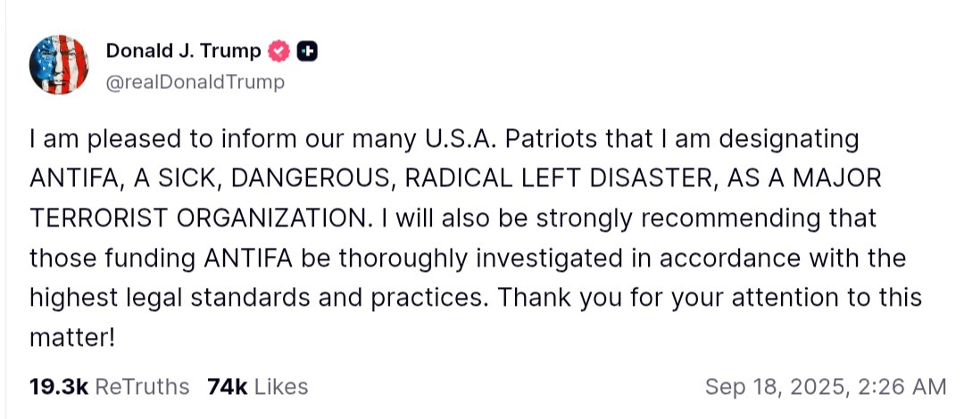 Trump designates ANTIFA as a major terrorist organization