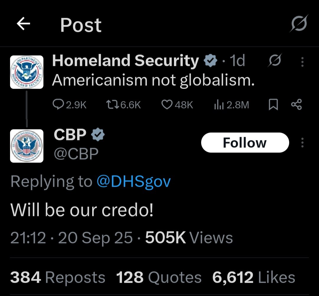 US Department of Homeland Security declares 'Americamism not globalism'