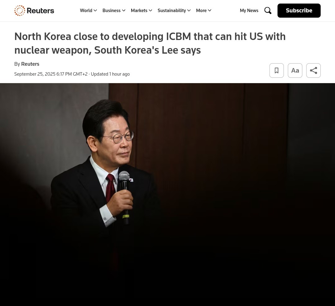 North Korea nearing completion of intercontinental ballistic missile, says South Korea's president