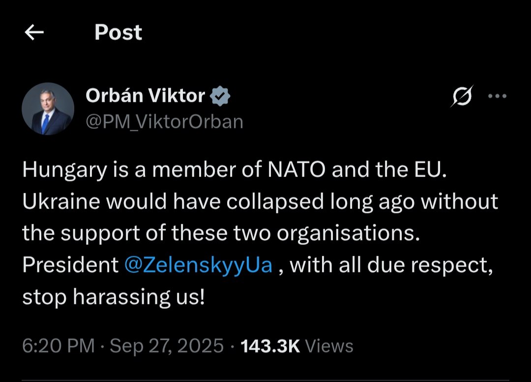 Hungarian Prime Minister Orbán urges President Zelensky to stop harassment