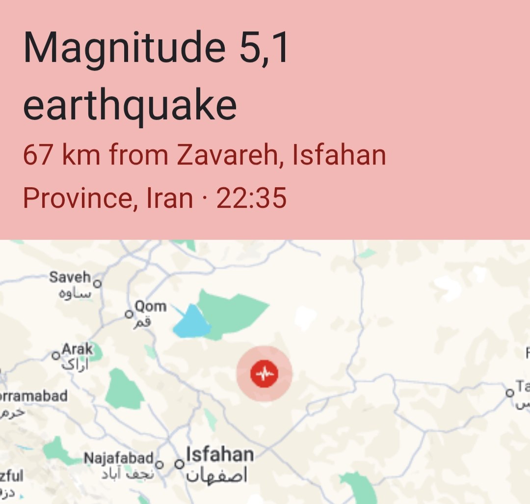 5.1 magnitude earthquake strikes 67km from Zavareh, Iran