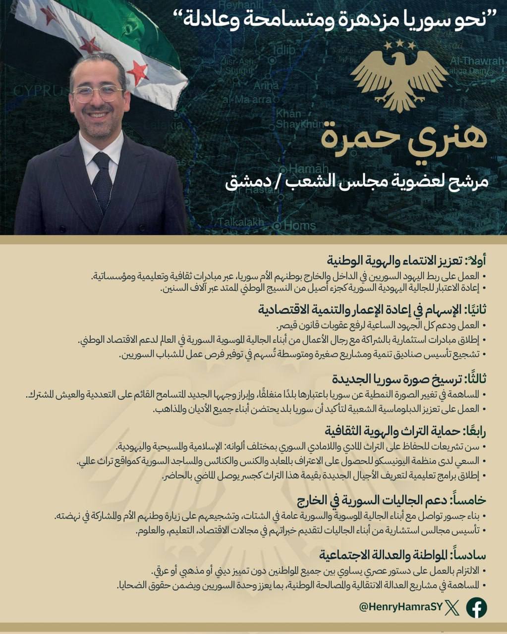 Henry Hamra becomes first Jewish candidate for Syrian Parliament since 1967